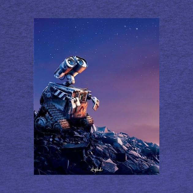 Wall-E looks at the sky by ArijitWorks